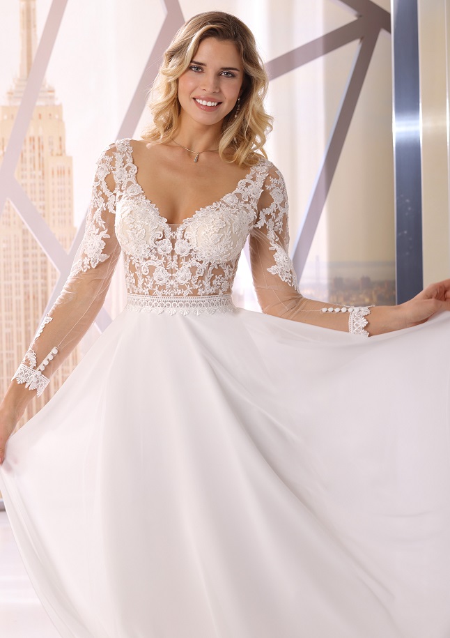 Trouwjurk met afneembare mouwen